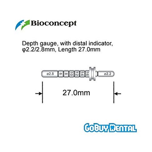 Straumann Compatible Dental Implants Instruments Depth Gauge, with Distal Indicator,d2.2/2.8mm, Length 27.0mm in Kuwait