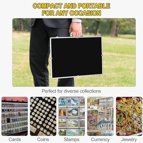 حقيبة عرض للمعارض التجارية - واجهة عرض كبيرة بقفل من الألومنيوم مقاس 34 بوصة × 22 بوصة لبطاقات التداول والبطاقات الرياضية وTCG والمجوهرات - خفيفة الوزن وقابلة للحمل للمعارض والمؤتمرات والمقتنيات in Kuwait