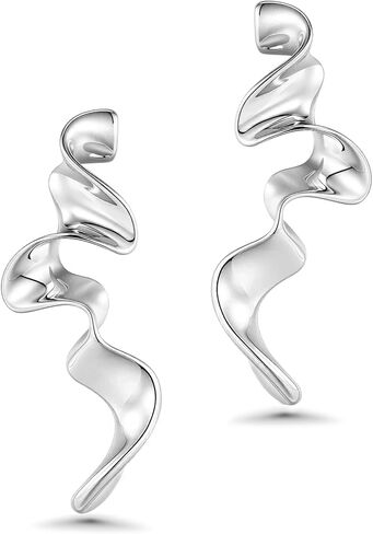 Big Silver Spiral Dressy Fashion Geometric Statement Earrings for Women Girls by SNGIA, Large Chunky Trendy Vintage Drop Dangle Boho Earrings Jewelry Gifts. in Kuwait