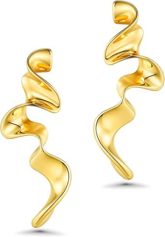 Big Silver Spiral Dressy Fashion Geometric Statement Earrings for Women Girls by SNGIA, Large Chunky Trendy Vintage Drop Dangle Boho Earrings Jewelry Gifts. in Saudi Arabia