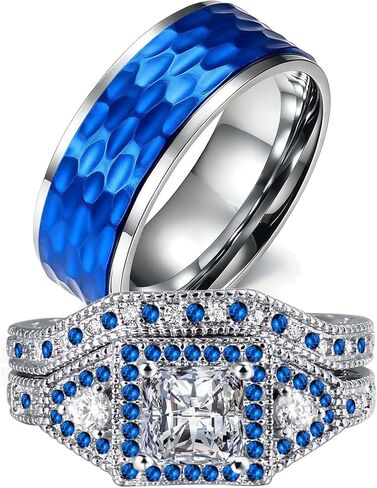حجم قابل للتعديل مجموعات الزفاف مجموعات خاتم الزفاف مجموعات له ولها خاتم الوعد الأزواج مجموعات الزفاف النساء 925 فضة مربع تشيكوسلوفاكيا رجل التيتانيوم خاتم الزواج in Kuwait