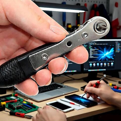 Magnetic Ratchet Screwdriver Reversible Ratcheting Screwdriver Wrench, Bender, Crosshead Cover, Narrow Space Compact for Tight Spaces, DIY/Home/Car Repairs Gift for DIYers, Handymen & Men in Saudi Arabia