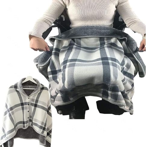 Fleece Wheelchair Blanket, Cozy Lap Blanket with Buttons Doublelayer Extra Legs Feet Warmer Cover for Lap Bed Sofa Office in Saudi Arabia