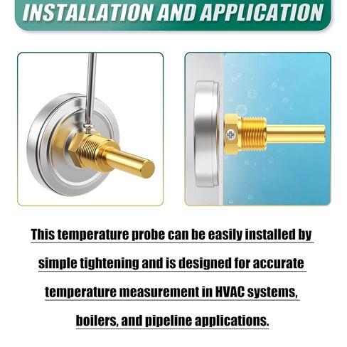 2PCS 0-250°F/-20-120℃, Bimetal Thermometer, 2.5" Dial Size, 1/2" Connection Thread, Lead-Free Brass Stem with Total Length of 2.3" Back Mount, Accuracy 2%, for hot Water, boilers, and Pipes in Kuwait