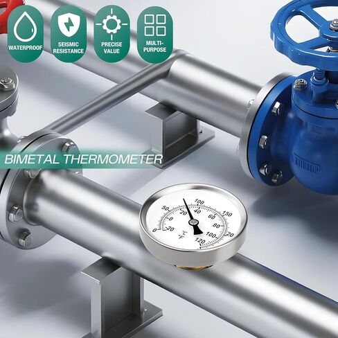 2PCS 0-250°F/-20-120℃, Bimetal Thermometer, 2.5" Dial Size, 1/2" Connection Thread, Lead-Free Brass Stem with Total Length of 2.3" Back Mount, Accuracy 2%, for hot Water, boilers, and Pipes in Kuwait