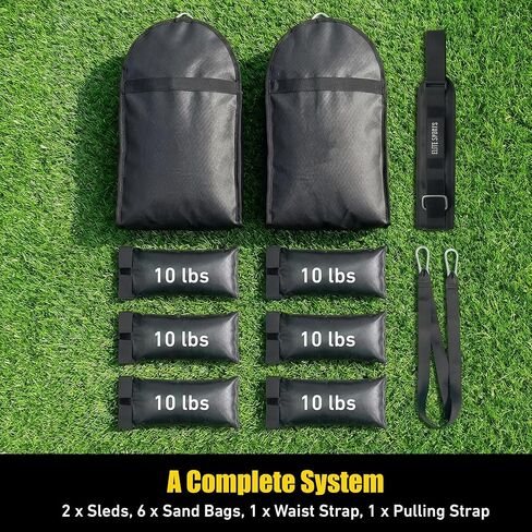 Elite Twin Sand Bag Sled Workout Sled – Waterproof Weight Sled Trainer with 6-Level 10–60 lb Resistance Pull System, Adjustable Waist Strap for Speed, Strength, Endurance & Agility Training in Saudi Arabia