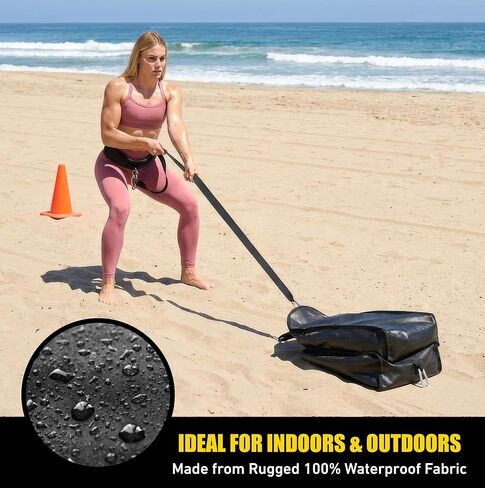 Elite Twin Sand Bag Sled Workout Sled – Waterproof Weight Sled Trainer with 6-Level 10–60 lb Resistance Pull System, Adjustable Waist Strap for Speed, Strength, Endurance & Agility Training in Saudi Arabia