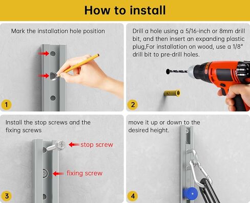 نظام مرساة للياقة البدنية مثبت على الحائط - حل رياضي منزلي قابل للتعديل ومتعدد الوظائف وموفر للمساحة لتدريب القوة، نظام مرساة جداري قابل للتعديل باللون الأزرق in Kuwait