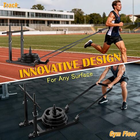 زلاجة وزن قابلة للتعديل من GanFindX للتدريب على الدفع والسحب، زلاجة لياقة بدنية شديدة التحمل مع 5 مقابض قابلة للتعديل، تعمل على تحسين السرعة والقوة، تناسب لوحات الوزن مقاس 1 بوصة و2 بوصة in Kuwait