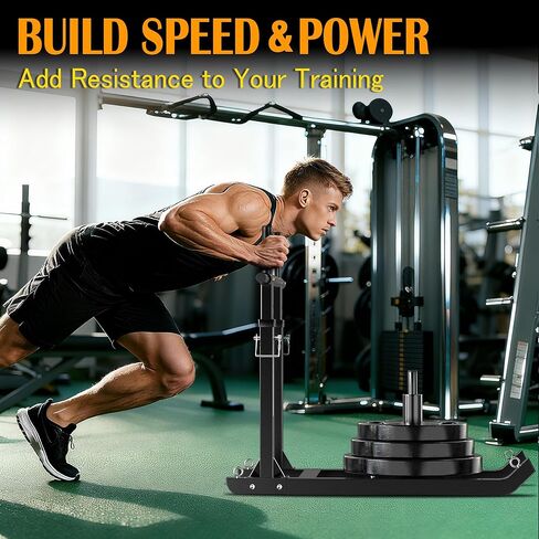 زلاجة وزن قابلة للتعديل من GanFindX للتدريب على الدفع والسحب، زلاجة لياقة بدنية شديدة التحمل مع 5 مقابض قابلة للتعديل، تعمل على تحسين السرعة والقوة، تناسب لوحات الوزن مقاس 1 بوصة و2 بوصة in Kuwait