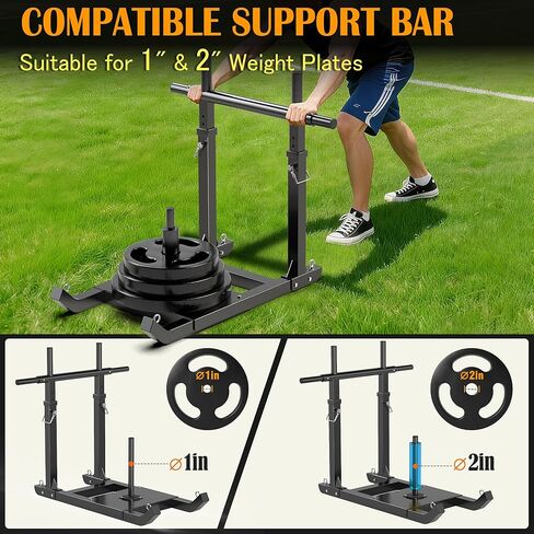 زلاجة وزن قابلة للتعديل من GanFindX للتدريب على الدفع والسحب، زلاجة لياقة بدنية شديدة التحمل مع 5 مقابض قابلة للتعديل، تعمل على تحسين السرعة والقوة، تناسب لوحات الوزن مقاس 1 بوصة و2 بوصة in Kuwait