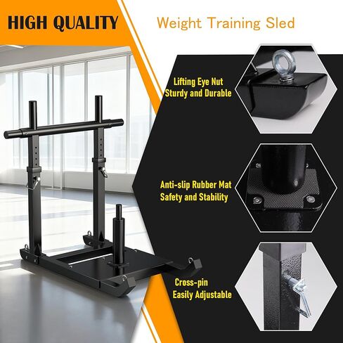 زلاجة وزن قابلة للتعديل من GanFindX للتدريب على الدفع والسحب، زلاجة لياقة بدنية شديدة التحمل مع 5 مقابض قابلة للتعديل، تعمل على تحسين السرعة والقوة، تناسب لوحات الوزن مقاس 1 بوصة و2 بوصة in Kuwait