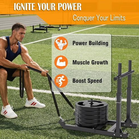 زلاجة وزن قابلة للتعديل من GanFindX للتدريب على الدفع والسحب، زلاجة لياقة بدنية شديدة التحمل مع 5 مقابض قابلة للتعديل، تعمل على تحسين السرعة والقوة، تناسب لوحات الوزن مقاس 1 بوصة و2 بوصة in Kuwait