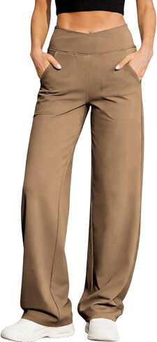 سراويل يوجا واسعة الساق للنساء عالية الخصر وخفيفة الوزن ومريحة، سراويل ضيقة ناعمة مناسبة للتمرين في صالة الألعاب الرياضية in Kuwait