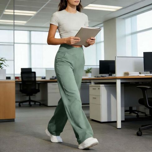 Wide Leg Yoga Pants for Women High Waisted Lightweight Relaxed Lounge Pants Soft Gym Fitted Workout Leggings in Saudi Arabia