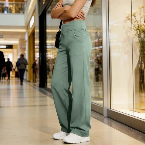 Wide Leg Yoga Pants for Women High Waisted Lightweight Relaxed Lounge Pants Soft Gym Fitted Workout Leggings in Saudi Arabia