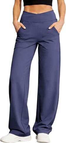 Wide Leg Yoga Pants for Women High Waisted Lightweight Relaxed Lounge Pants Soft Gym Fitted Workout Leggings in Saudi Arabia