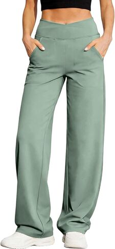 Wide Leg Yoga Pants for Women High Waisted Lightweight Relaxed Lounge Pants Soft Gym Fitted Workout Leggings in Saudi Arabia