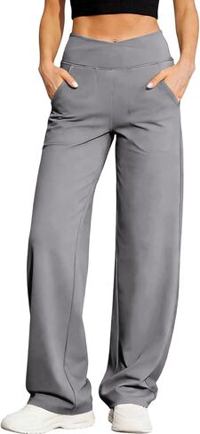 Wide Leg Yoga Pants for Women High Waisted Lightweight Relaxed Lounge Pants Soft Gym Fitted Workout Leggings in Saudi Arabia