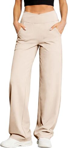 Wide Leg Yoga Pants for Women High Waisted Lightweight Relaxed Lounge Pants Soft Gym Fitted Workout Leggings in Saudi Arabia