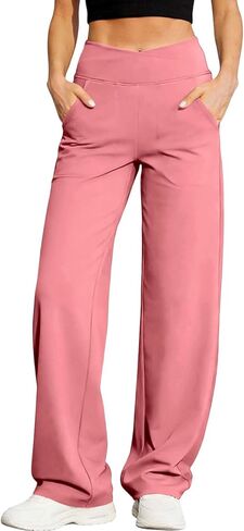 Wide Leg Yoga Pants for Women High Waisted Lightweight Relaxed Lounge Pants Soft Gym Fitted Workout Leggings in Saudi Arabia