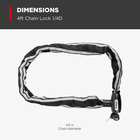 قفل سلسلة دراجات Kwikset بطول 4 أقدام، بقطر 3/8 بوصة، أمان للدراجة الخارجية، عبوة واحدة، أسود in Kuwait