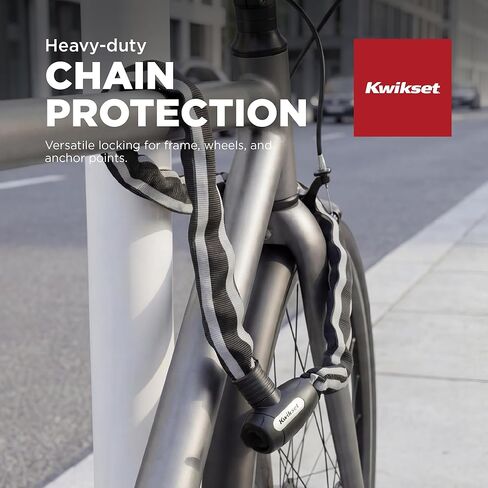 قفل سلسلة دراجات Kwikset بطول 4 أقدام، بقطر 3/8 بوصة، أمان للدراجة الخارجية، عبوة واحدة، أسود in Kuwait