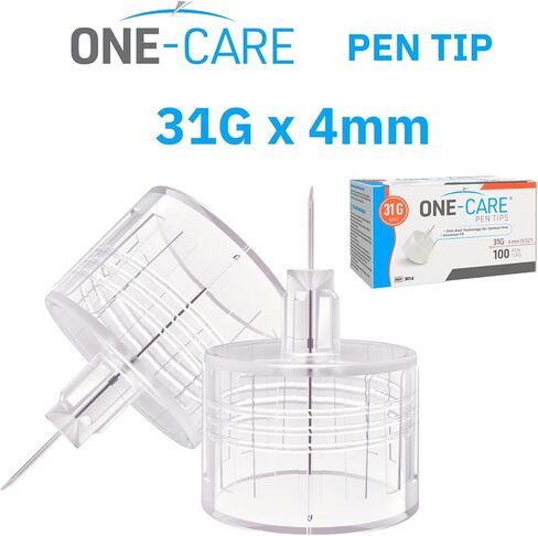 ONE-CARE Pen Tips 31G x 4 mm (5/32’’) – Thin-Wall Channel Design, Universal Twist-On Connection, 100 Count Box in Kuwait