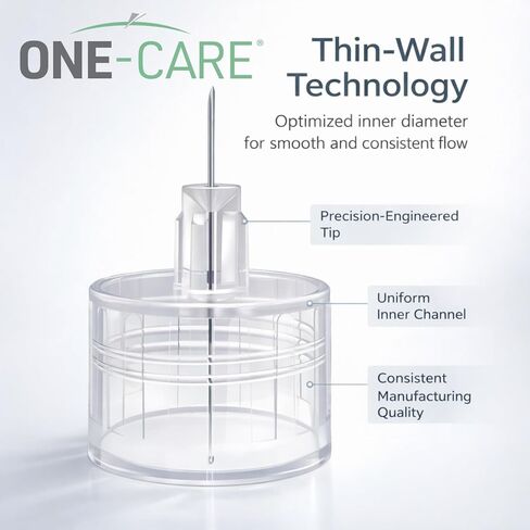 ONE-CARE Pen Tips 32G x 8 mm (5/16") – Ultra-Fine Comfort Design, Thin-Wall Flow Technology, Universal Twist-On Fit, Individually Sealed, 100 Count in Kuwait