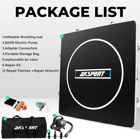 بساط مصارعة قابل للنفخ من AKSPORT بطول 10 أقدام، بساط تدريب لـ BJJ، MMA، فنون الدفاع عن النفس، الملاكمة، التصارع والجودو، للاستخدام الداخلي والخارجي in Kuwait