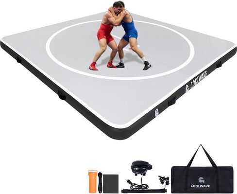 بساط المصارعة القابل للنفخ من كول ويف وسجادات جيو جيتسو للجيم المنزلي أو التدريب في الهواء الطلق، رائع لـ BBJ، MMA، الفنون القتالية، التصارع، الجودو، الملاكمة، اليوجا والمزيد مع هبوط ناعم وارتداد جيد in Kuwait