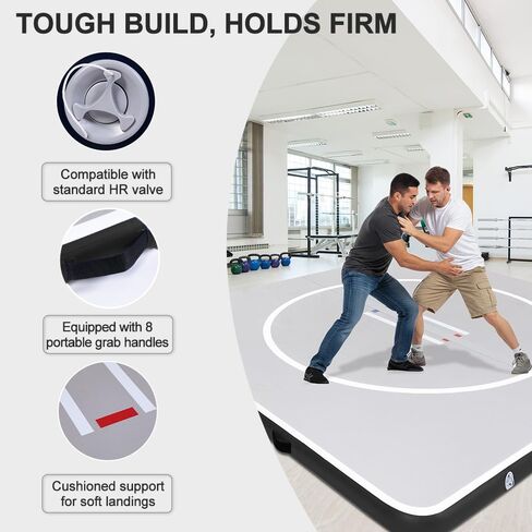 بساط المصارعة القابل للنفخ من كول ويف وسجادات جيو جيتسو للجيم المنزلي أو التدريب في الهواء الطلق، رائع لـ BBJ، MMA، الفنون القتالية، التصارع، الجودو، الملاكمة، اليوجا والمزيد مع هبوط ناعم وارتداد جيد in Kuwait