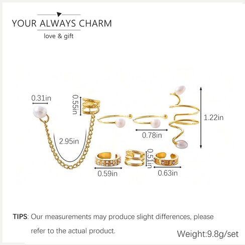 Pearl Earrings for Women Pearl Cuff Earrings Cartilage Earrings Ear Cuff Non Piercing Chain Earrings Pearl Jewelry Gifts for Women in Kuwait