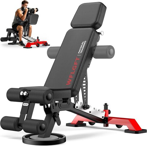 Weight Bench for Home Gym, Adjustable Workout Bench with Flat, Decline, Incline for Full Body Workout, Heavy Duty 1800lb Capacity, Commercial Weight Bench with Removable Leg Pad and Elbow Support in Kuwait