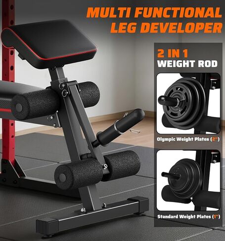 مقعد رفع الأثقال قابل للتعديل ومقعد للتمرين وتمديد الساق لصالة الألعاب الرياضية المنزلية، جهاز ضغط مقعد قابل للطي لتمرين الجسم بالكامل مع مطور الساق ووسادة الواعظ، سعة 900 رطل وتصميم موفر للمساحة in Kuwait