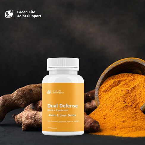 مكمل Green Life Dual Defense لدعم المفاصل والكبد، 60 قرصًا، مع الكركمين، السيليمارين، البيبيرين، النارجين in Saudi Arabia