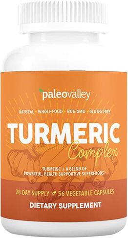 Paleovalley - Organic Turmeric Complex - Full Spectrum Organic Turmeric with Health-Supportive Superfoods - 56 Vegetarian Capsules - Support Joints, Immunity, Brain and Heart Health in Saudi Arabia