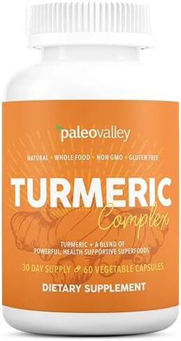 Paleovalley - Organic Turmeric Complex - Full Spectrum Organic Turmeric with Health-Supportive Superfoods - 56 Vegetarian Capsules - Support Joints, Immunity, Brain and Heart Health in Saudi Arabia
