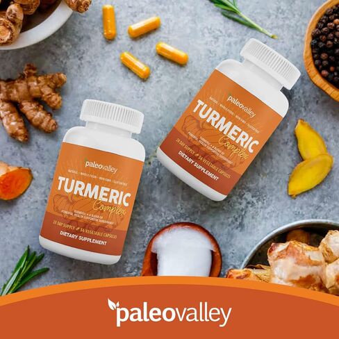 Paleovalley - Organic Turmeric Complex - Full Spectrum Organic Turmeric with Health-Supportive Superfoods - 56 Vegetarian Capsules - Support Joints, Immunity, Brain and Heart Health in Saudi Arabia