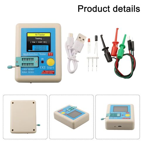LCR-T7 Transistor Tester with 3.5 Inch Color Display, Multi-Function Component Analyzer for Diode Triode Capacitor Resistor MOSFET LCR ESR, Auto Detection and Self-Calibration in Saudi Arabia