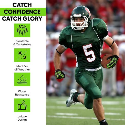 Youth Football Gloves, Breathable Performance Football Gloves for Kids & Adults, Sticky Youth Wide Receiver Gloves, Ideal Gloves for Ultimate Grip & Comfort in Saudi Arabia