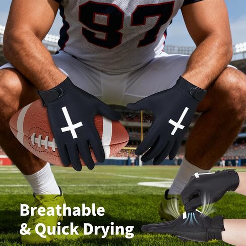lotoo Youth Football Gloves, Cross Faith Receiver Flag Football Gloves with Sticky Grip for Practice/Recreational Play/Games, Christian Football Gloves for Men and Women, Breathable, Non-Slip in Saudi Arabia