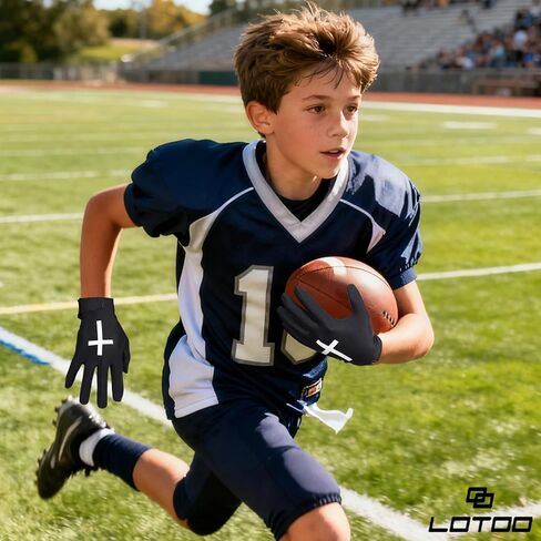 lotoo Youth Football Gloves, Cross Faith Receiver Flag Football Gloves with Sticky Grip for Practice/Recreational Play/Games, Christian Football Gloves for Men and Women, Breathable, Non-Slip in Saudi Arabia