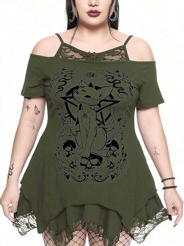 Soly Hux Women's Plus Size Gothic Cond Counter Graphic قمصان تي شيرت قصيرة الأكمام in Kuwait