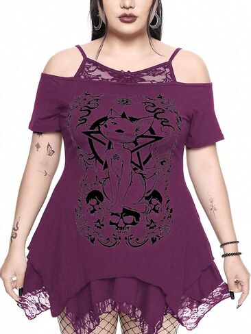 Soly Hux Women's Plus Size Gothic Cond Counter Graphic قمصان تي شيرت قصيرة الأكمام in Kuwait