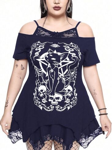 Soly Hux Women's Plus Size Gothic Cond Counter Graphic قمصان تي شيرت قصيرة الأكمام in Kuwait