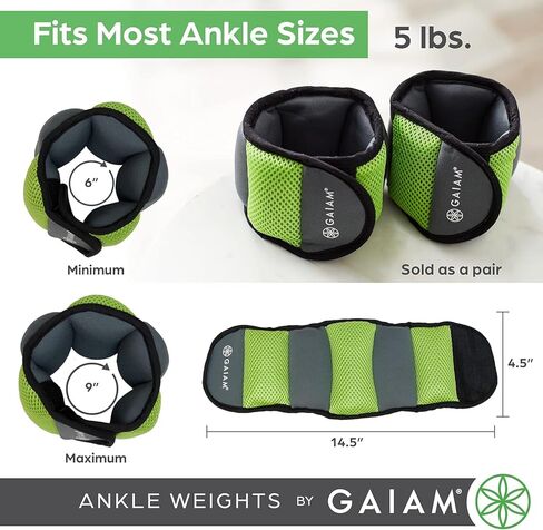 Gaiam Wrist and Ankle Weights, Wearable Bracelet to Strengthen, Tone & Sculpt, Adjustable Ankle Weights for Women & Men for Yoga, Dance, Pilates, Barre, Cardio, Home & Gym Use - 2LB PAIR - RETRO BLUE in Saudi Arabia