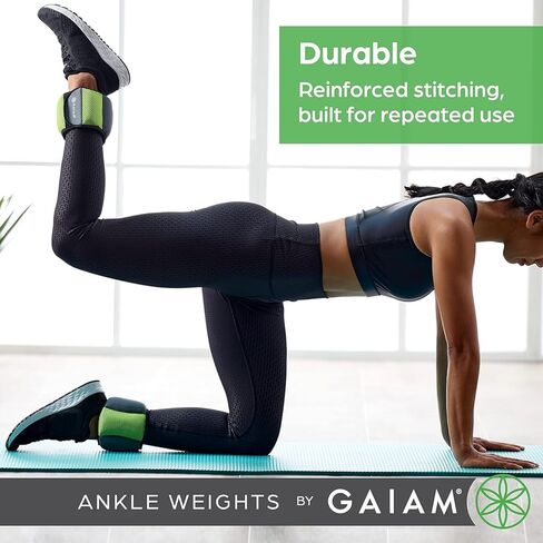 Gaiam Wrist and Ankle Weights, Wearable Bracelet to Strengthen, Tone & Sculpt, Adjustable Ankle Weights for Women & Men for Yoga, Dance, Pilates, Barre, Cardio, Home & Gym Use - 2LB PAIR - RETRO BLUE in Saudi Arabia