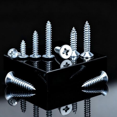 Dianrui 288 PCS Wood Screws Assortment Kit, Assorted Sheet Metal Screws #4/#6/#8/#10, ‌Phillips Drive Pan & Flat Head Screw Set Marine Grade Length 3/8" to 2" in Kuwait