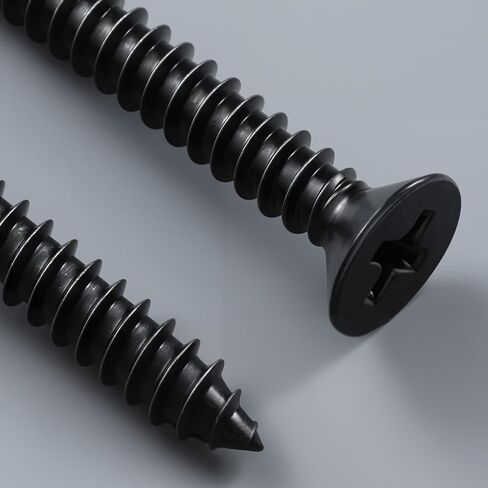 Wood Screws Assortment Kit, 289PCS High Hardness Flat Head Wood Screws Set, Assorted Screws,Phillips Drive,Black Dacromet Coated, 7 Sizes (1-1/2",1-1/4",1",3/4",1/2") in Kuwait